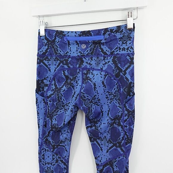 Lululemon Speed Tight IV Womens 2 Blue Mini Ziggy Snake Full-On Athleisure - Picture 6 of 16